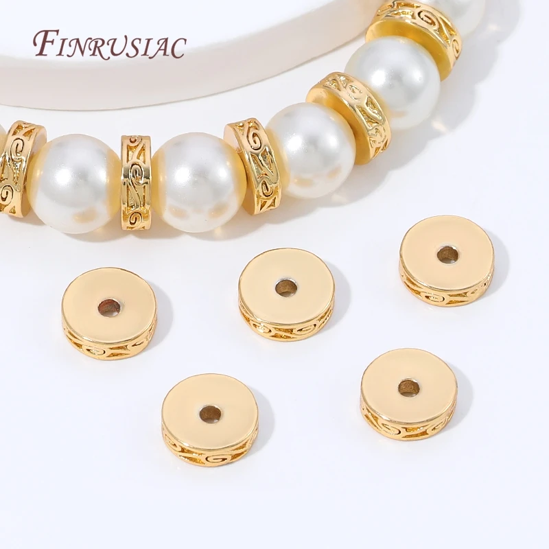 18K Gold Plated Flat Round Spacer Beads,Metal Separator Beads For DIY Necklace Bracelet Jewelry Making Findings,Handmade Bead image 4