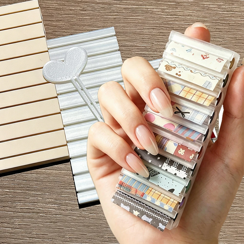 Caja de Almacenamiento para Láminas de Uñas de 10 Ranuras, Transparente, Color Caramelo, Portátil, para Papel de Transferencia de Uñas, Soporte para Rollos de Lámina, Suministros de Manicura