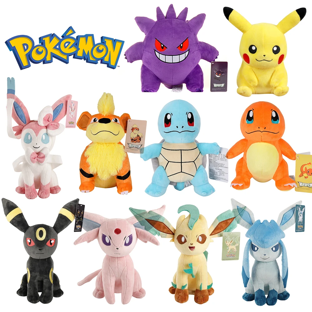 Pokemon Pikachu Plush Toy Eevee Evolution Stuffed Doll Charmander Squirtle Bulbasaur Gengar Peluche Charizard Snorlax Gifts