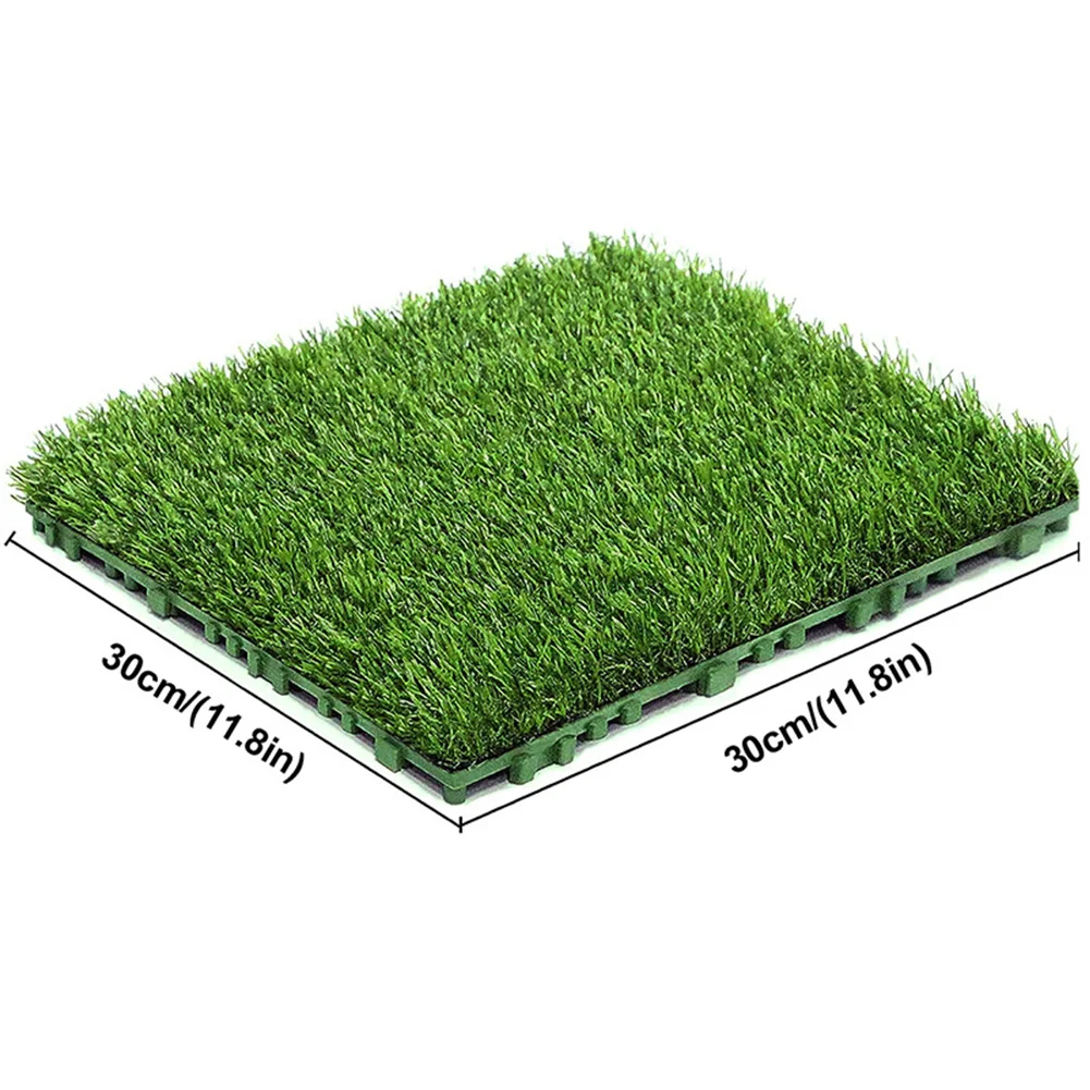 

10 Pcs 12 Inchx12 Inch Fake Grass Deck Turf Tiles Interlocking Grass Deck Tiles Turf Mat Grass Rug for Garden Lawn Patio Balcony