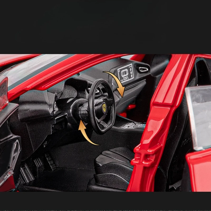 1:22 Purosangue FVUกีฬารถรถจําลองDiecastsของเล่นเสียงและแสงดึงกลับยานพาหนะตกแต่งของเล่น