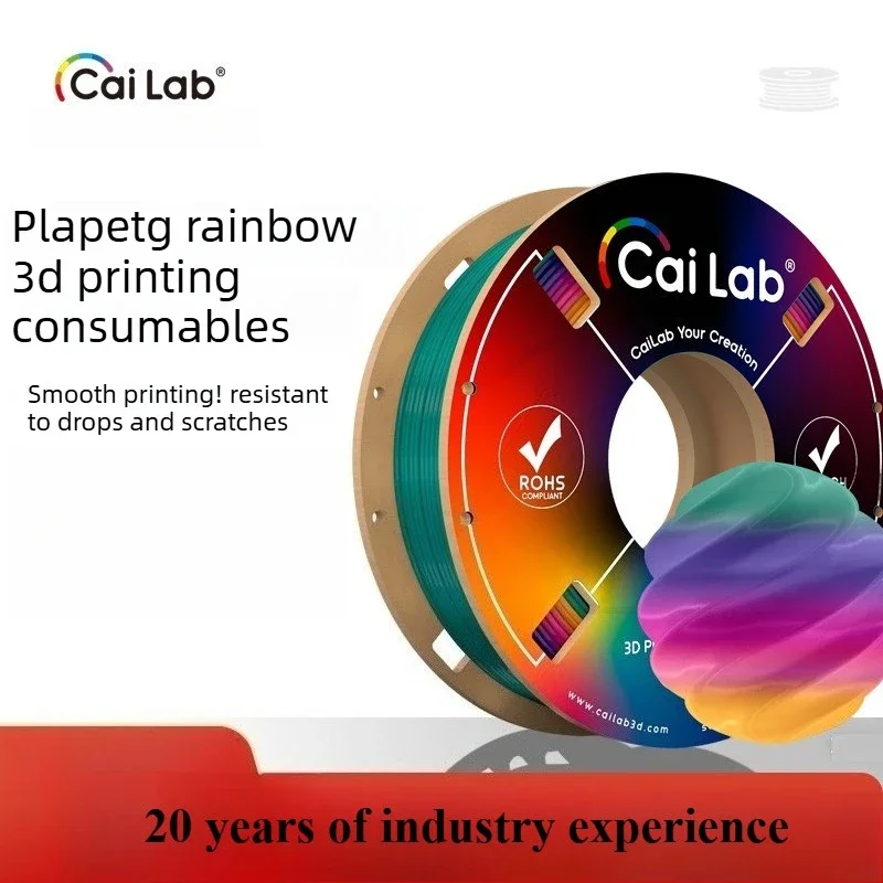 

Радужные расходные материалы для 3D-печати PETG/PLA подходят для высокоскоростной печати Tuozhu 1,75 мм без засоров, 200 г, Y2KD.
