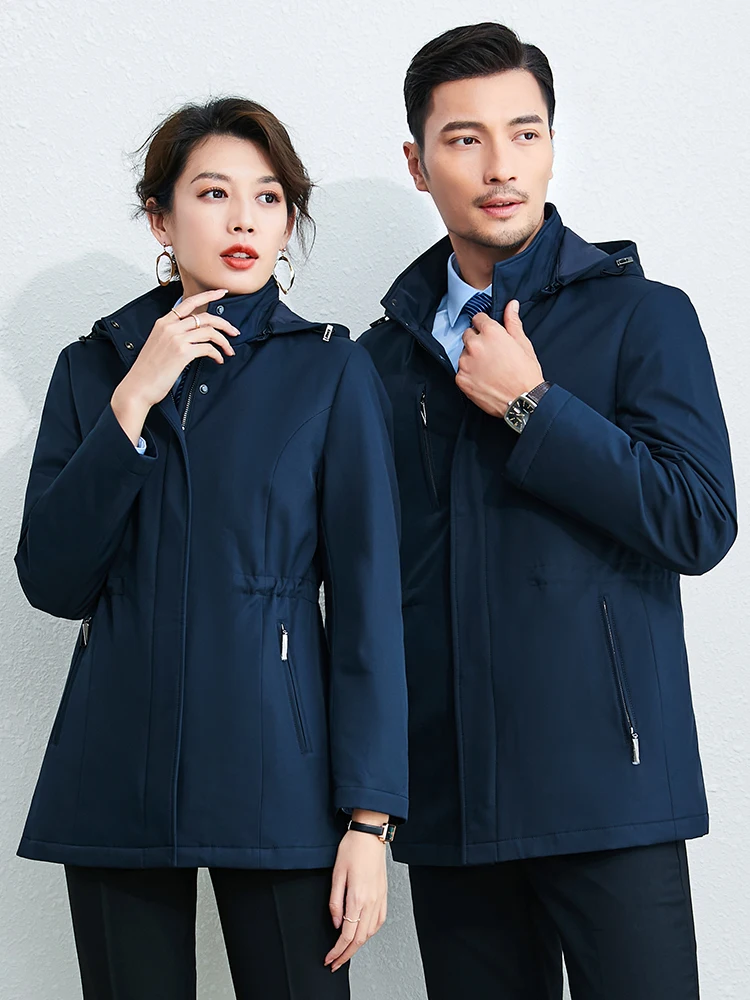 

Short Goose Down Outerwear Unisex Business Workwear Removable Liner