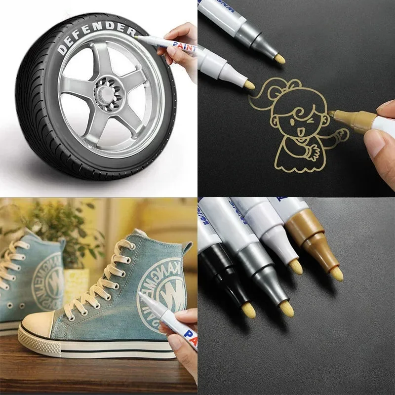 1PCS Car Paint Pen Waterproof Car Wheel Tire Oily Painting Mark Pen Auto Rubber Tyre Tread CD Metal Permanent Paint Marker