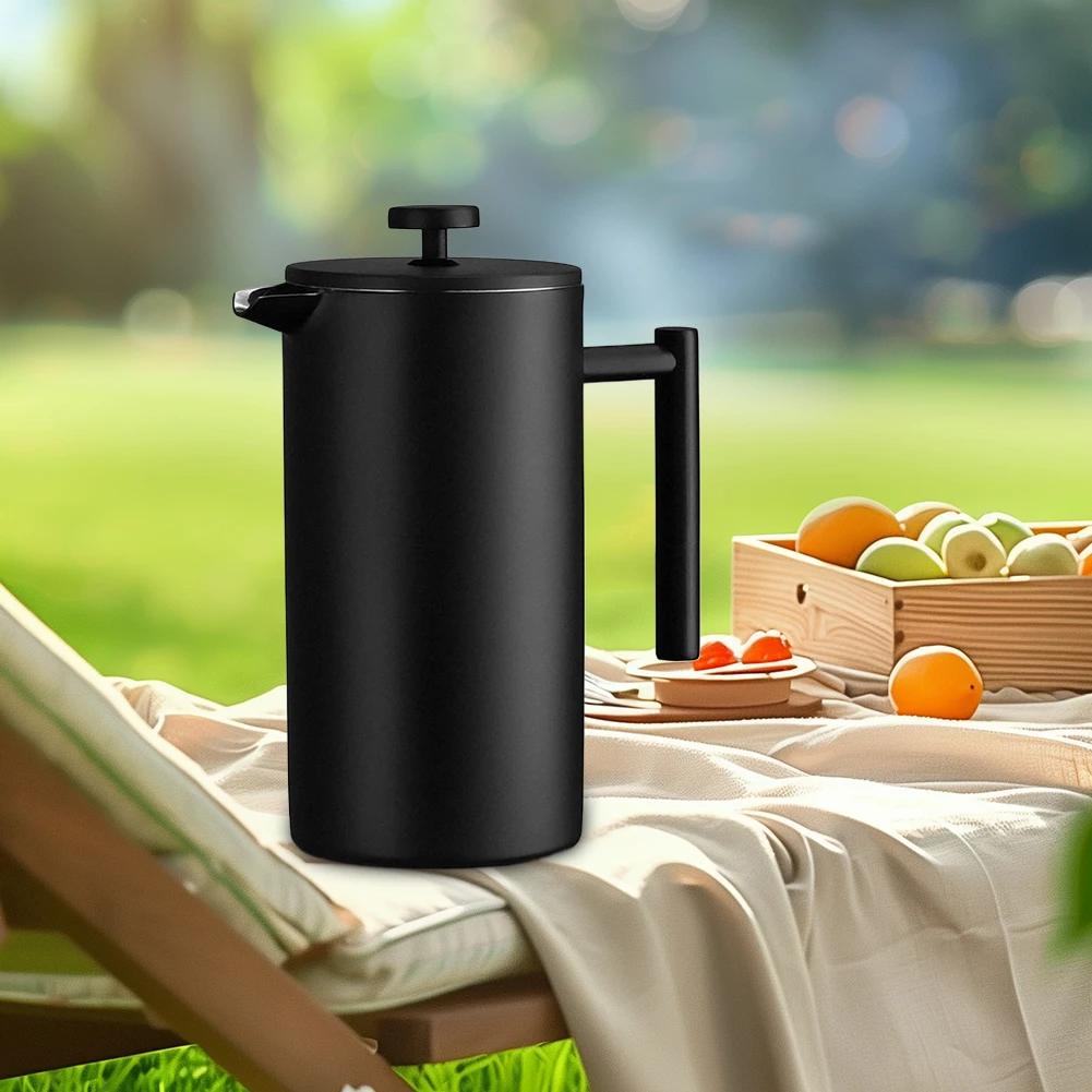 

Stainless Steel Double Wall Insulation Coffee Press 1000ml Tea Brewer Easy Press Double Walled Large Coffee Press with 3 Filters