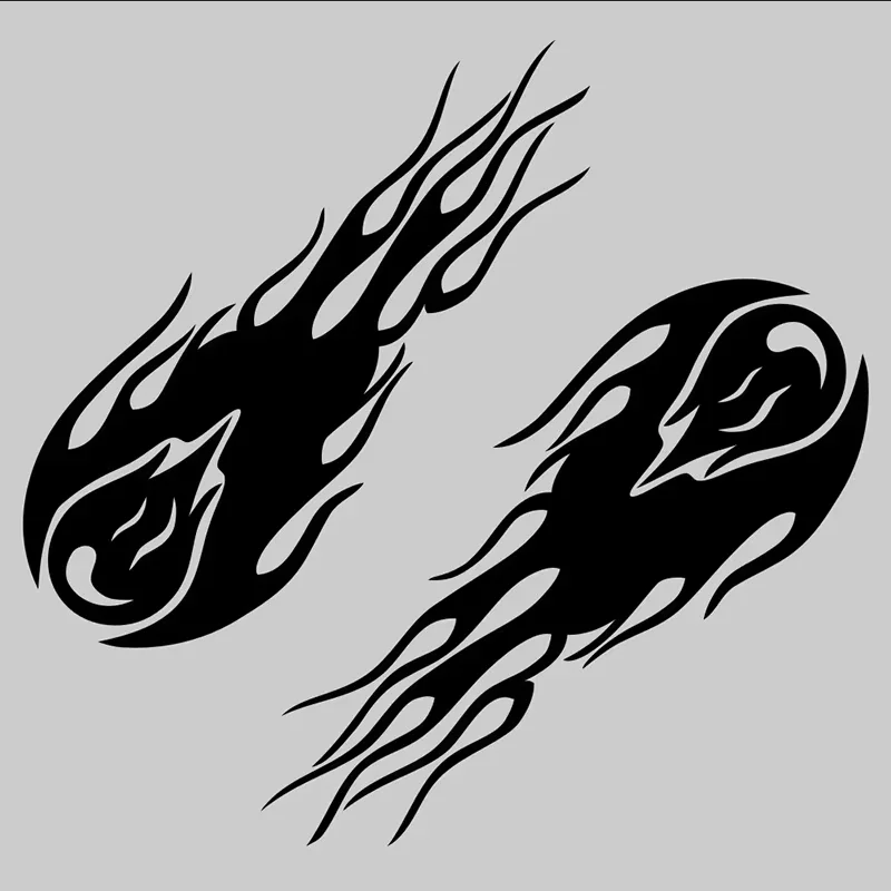 Two piece flame design racing cool motorcycle mudguard, window bumper decorative accessories vinyl car stickers