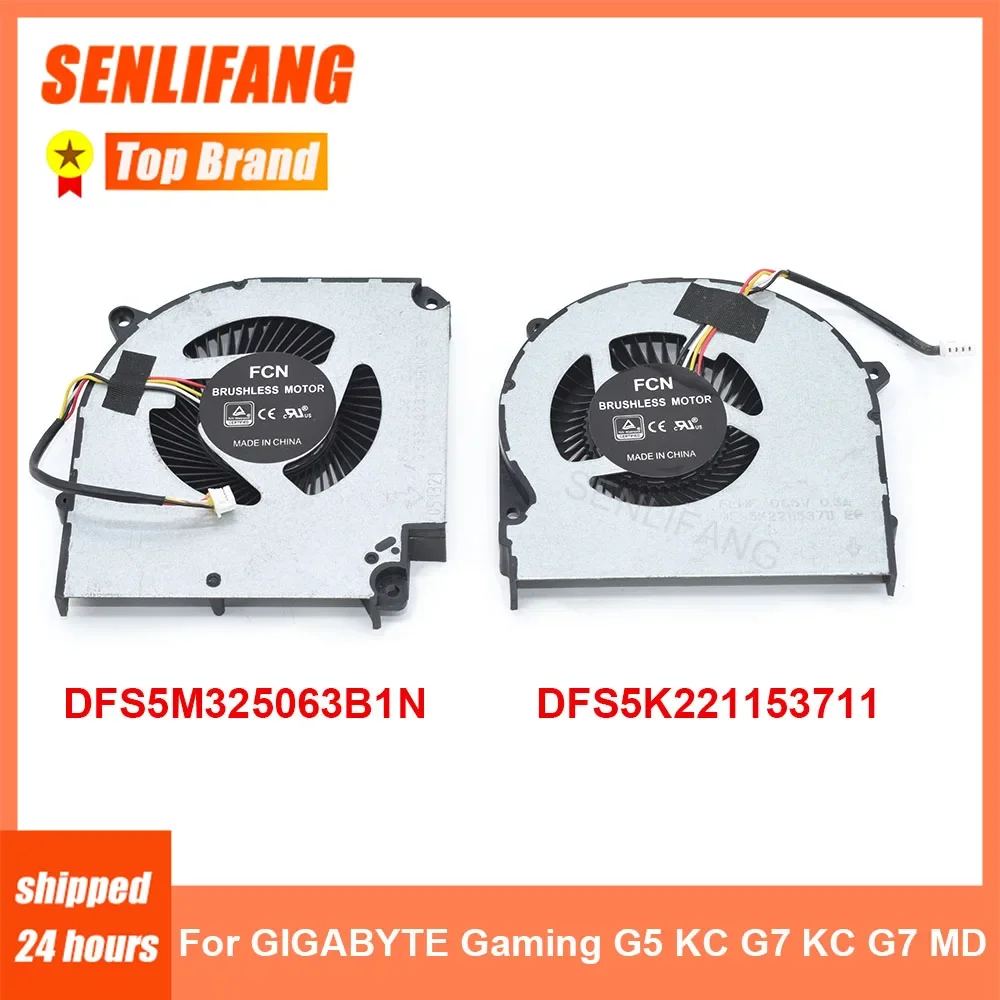 For Gigabyte Gaming G5 KC G7 KC G7 MD New Laptop Cooling DFS5M325063B1N DFS5K221153711 DC5V 0.5A 4Lines CPU GPU Cooler Fan