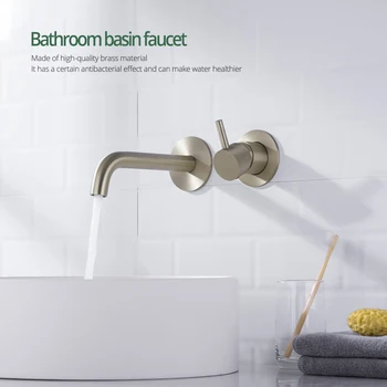 Matzwarte wastafelkraan Gekartelde wandmontage Warm en koud wastafelkraan Enkele handgreep Enkele uitloop Wastafelmengkraan Badkamersysteem