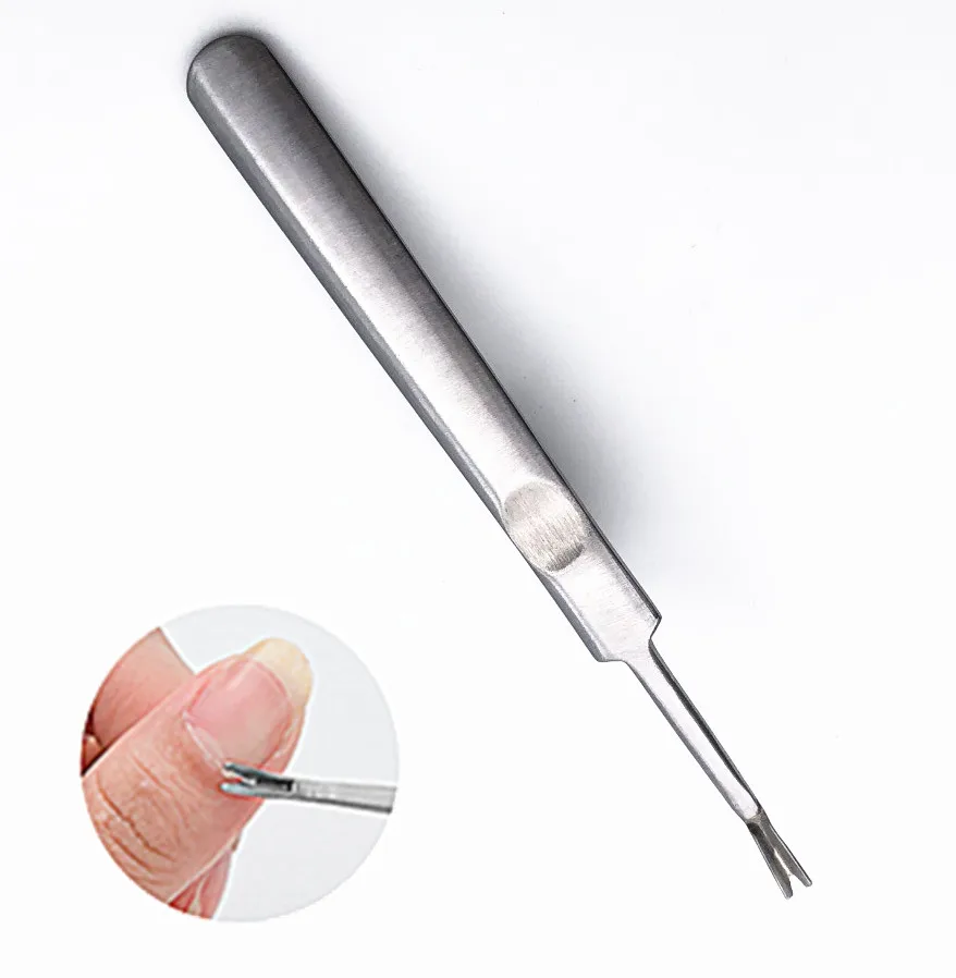 Stainless Steel Cuticle Remover Silver Dead Skin Cuticle Pusher Trimmer Pedicure Nail Tools Thickened Concave Handle Push Knife