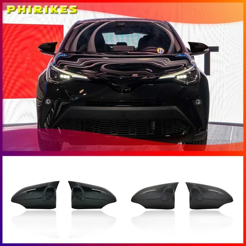 

2PCS Carbon Fiber /Chrome Rearview Mirrors Cover Cup For Toyota Avalon Venza Corolla C-HR CHR