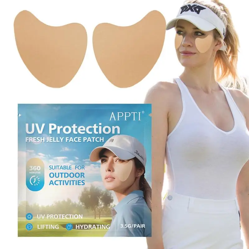 Autocollants UV pour protection solaire, patchs pour les yeux coupés en plein air, patch facial de golf, taches de rousseur SAP, protection solaire hydratante, 5 paires par boîte