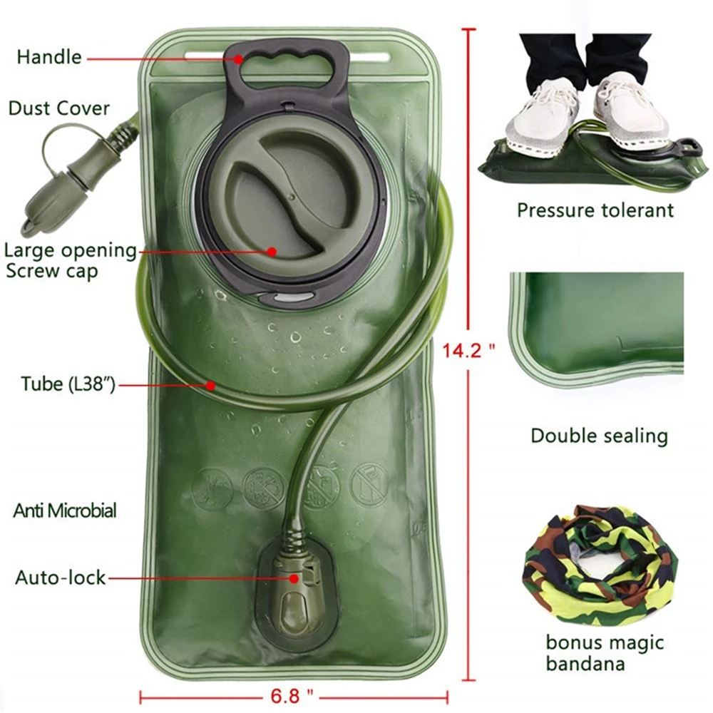 2L Water Bladder Hydration Backpack Large Capacity EVA Water Bags Reservoir For Hiking Cycling Hydration Water Storage Bag