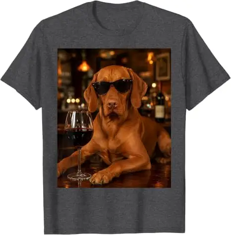 Vizsla trinkt Wein Sonnenbrille Lustiges Hunde-Meme T-Shirt Y2k Bar-Kunst Vizsla trinkt Wein Hund Grafik Ästhetische Kleidung Grafik – Detail 13