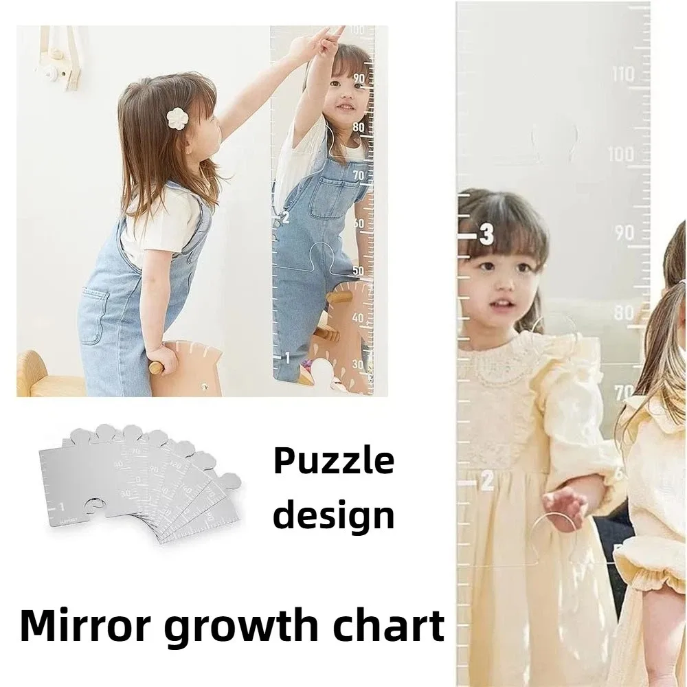 Acrylic Puzzle Mirror Growth Chart Firm Secure Paste Full Body Mirror Mirrored Growth Chart Foldable Design Wall Decoration
