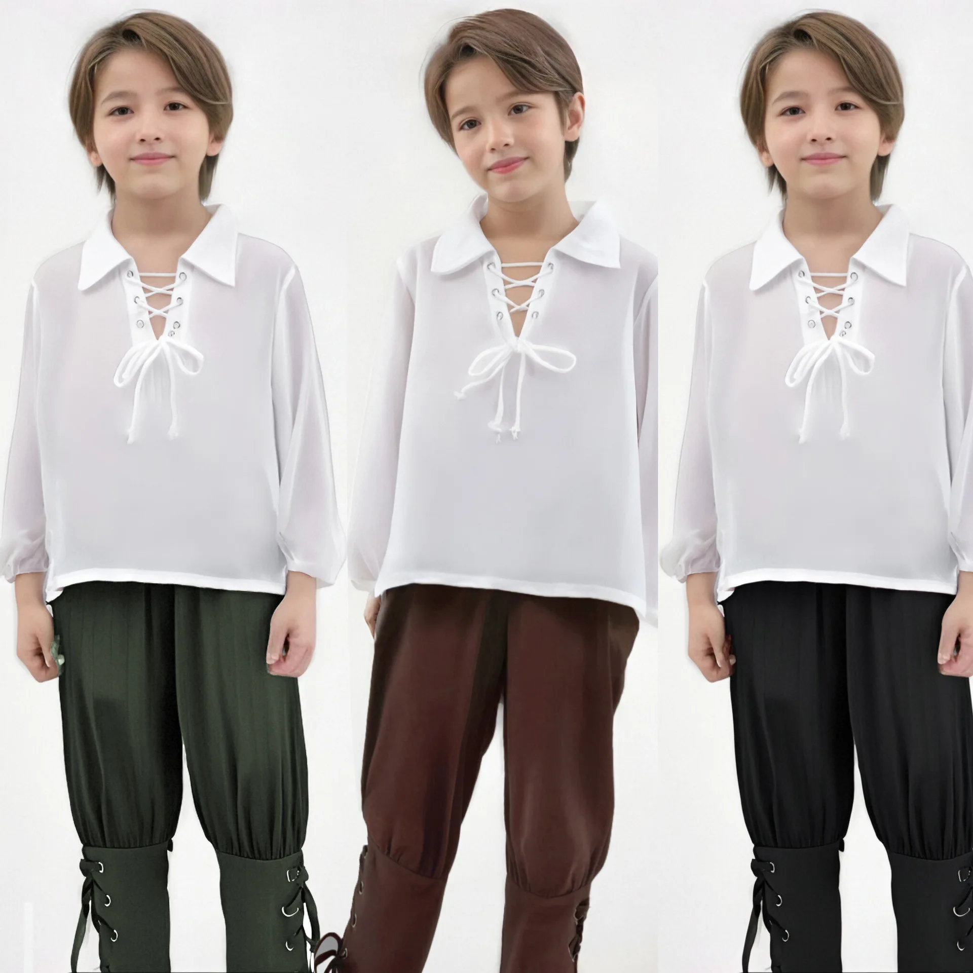 Disfraz de Ren Faire para niños, traje de pirata Medieval, camisa, pantalones recortados, recreación infantil, Halloween, Jacobita escocesa