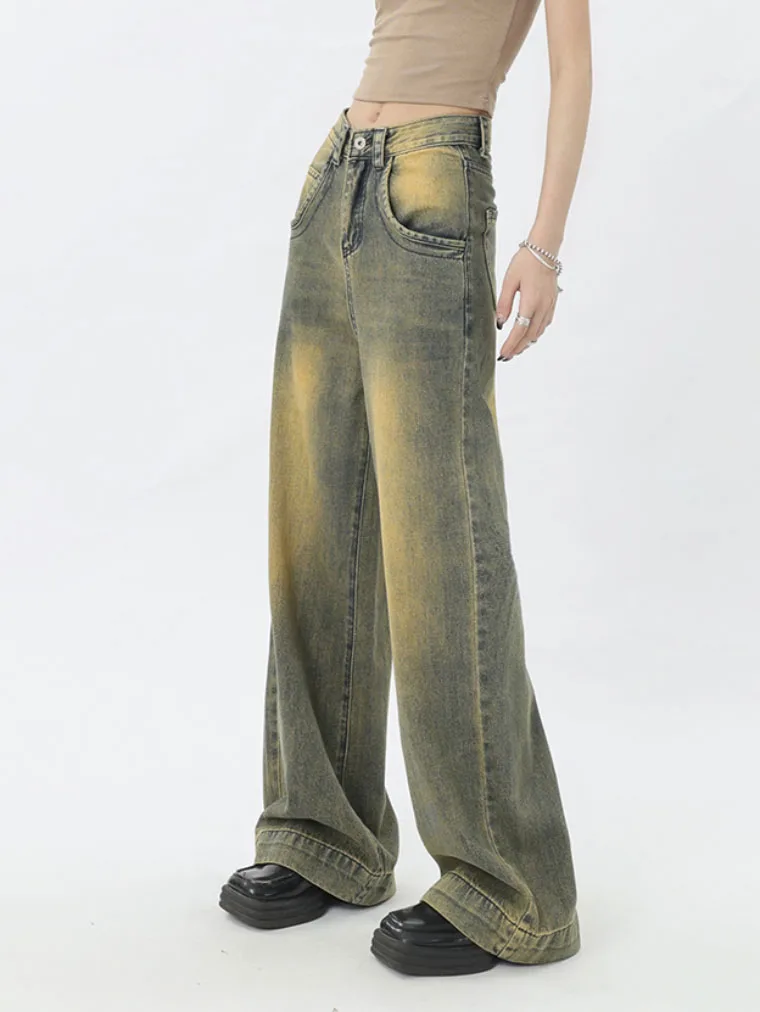 

Vintage Women's Jeans Fashion Trousers Streetwear High Waist Wide Leg Casual Straight Mom Loose Denim Pants