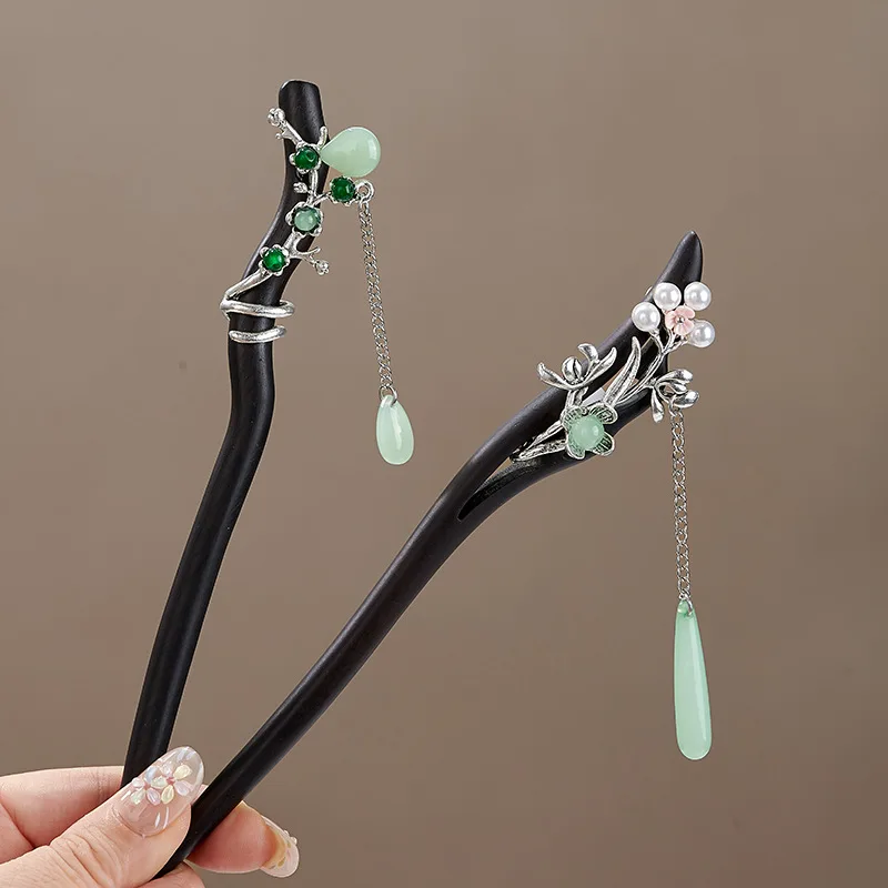New Chinese style ebony hairpin ethnic style classical handmade Hanfu qipao accessories for women view 4