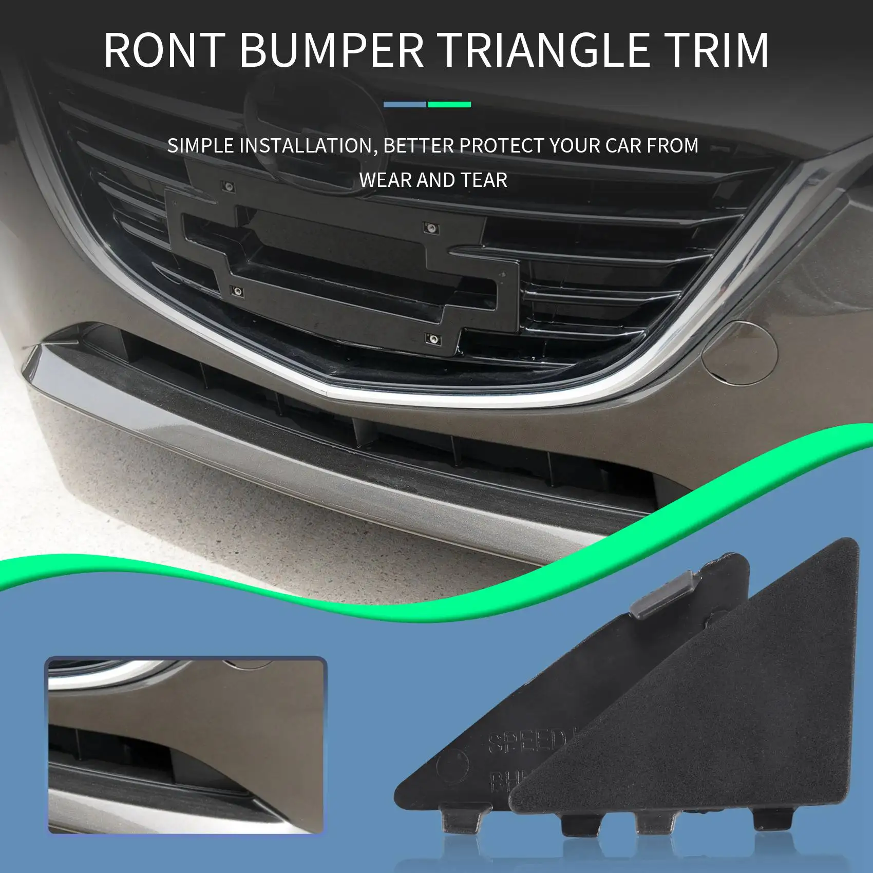 Car Front Bumper Triangle Trim Cover Cap for Mazda 3 Axela 2014-2016 BHN1-50-101 BHN1-50-102