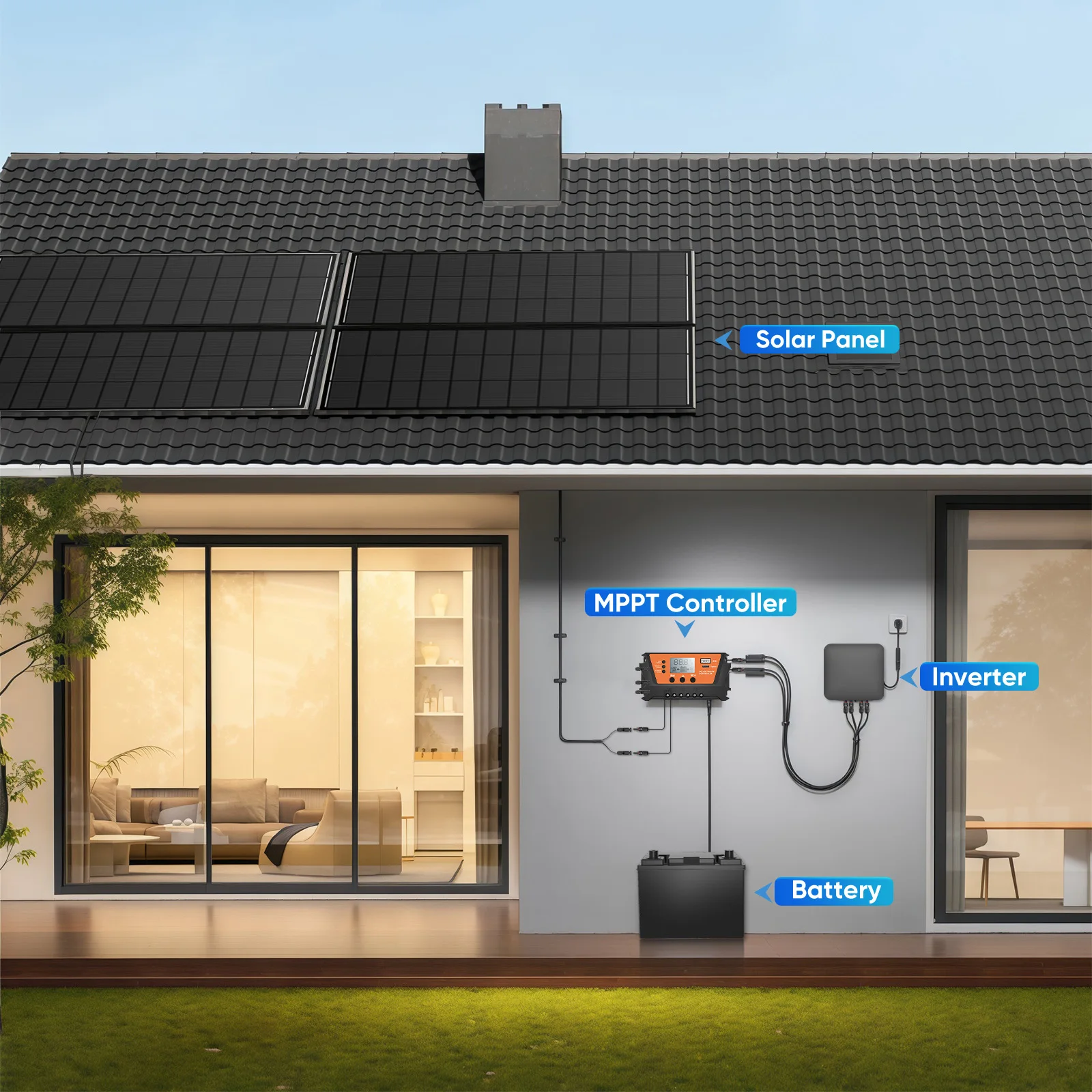 WERCHTAY 200W Solar Panel 12 Volt Monocrystalline Solar Panel 18BB Cells High Efficiency Module RV Marine Boat Caravan Off Grid