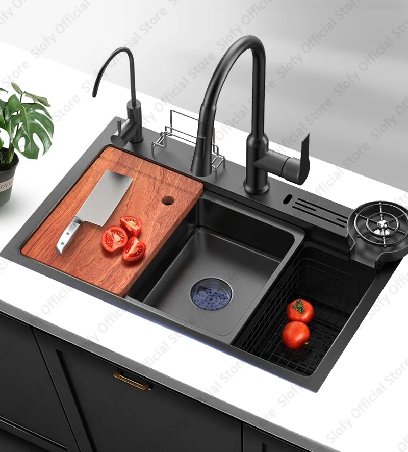 Multifunctional Kitchen Sink Stainless Steel Thickened Handmade Vegatable Basin Large Single Bowl With Faucet Drain Accessories