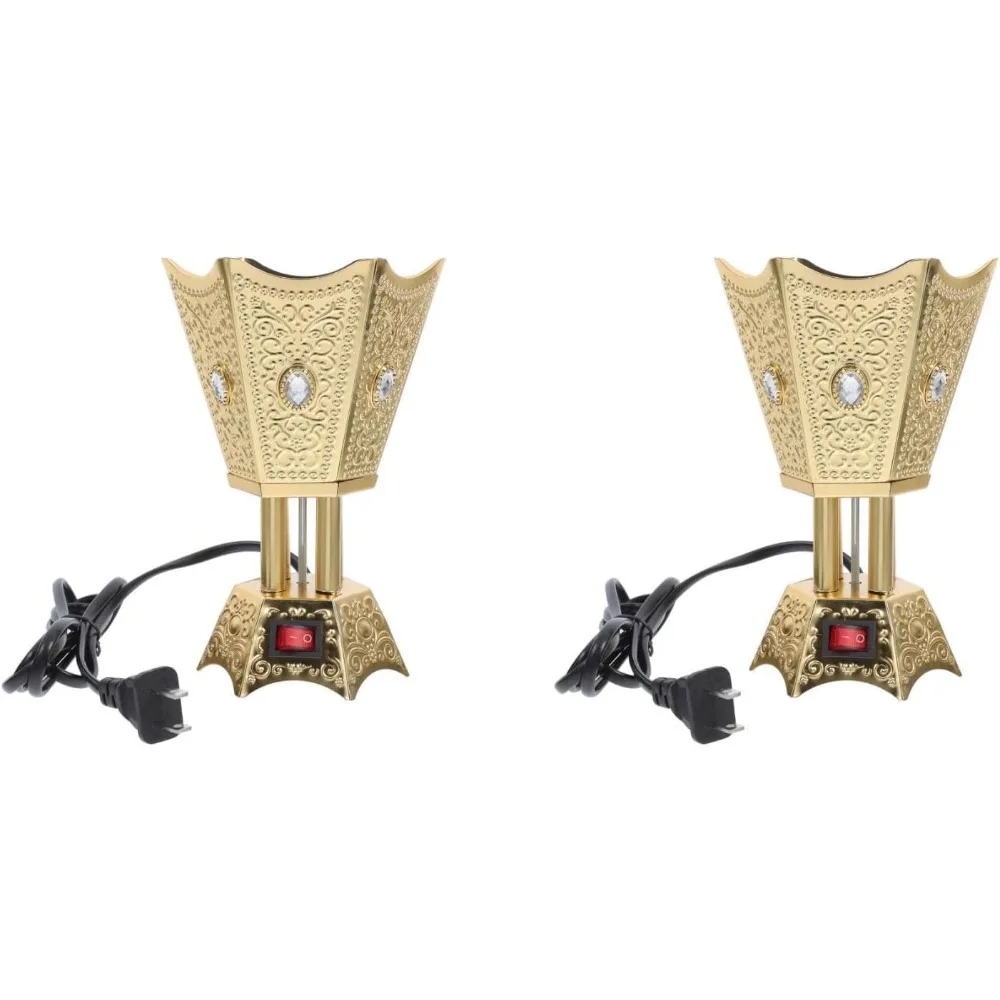 2 قطعة مبخرة كهربائية المكونات في حامل البخور العود لوبان الراتنج الموقد الرجعية الموقد زخرفة العربية ديكور رائحة حرق