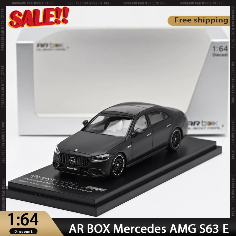 

AR BOX 1:64 Mercedes AMG S63 E Style, литая под давлением модель автомобиля из сплава, матовая черная отделка, готовая к дисплею, коллекционная игрушка, Рождественский подарок