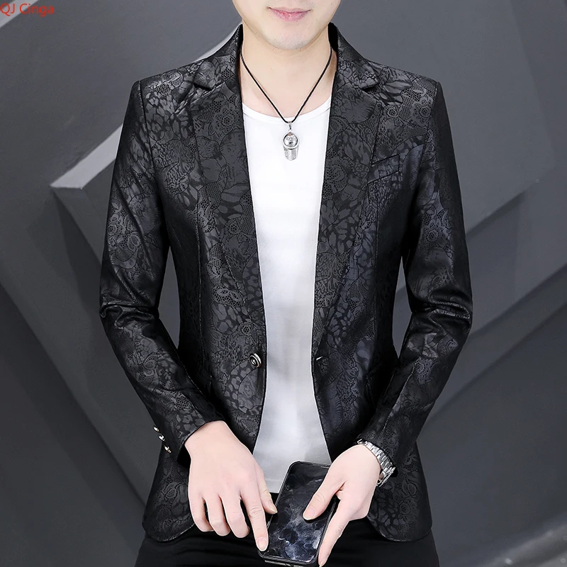 

2026 Spring Men's Black Suit Jacket, Asian Fit Slim-Cut Outerwear, Wedding Party Formal Wear Blazers Top.