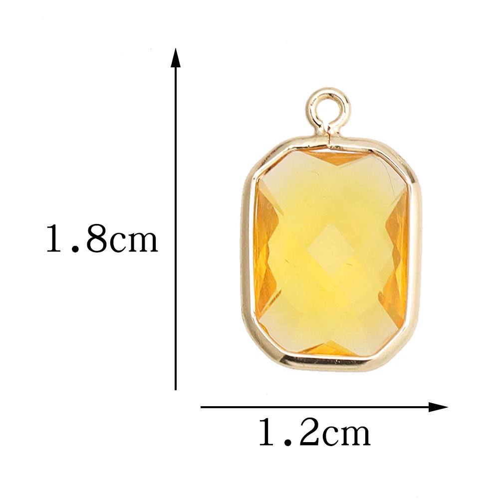 6Pcs 18x12MM Alloy Glass Quadrate Charms for Women\'s Jewelry Making Diy Fashion Crystal Pendant Necklace Earrings Accessories Gi