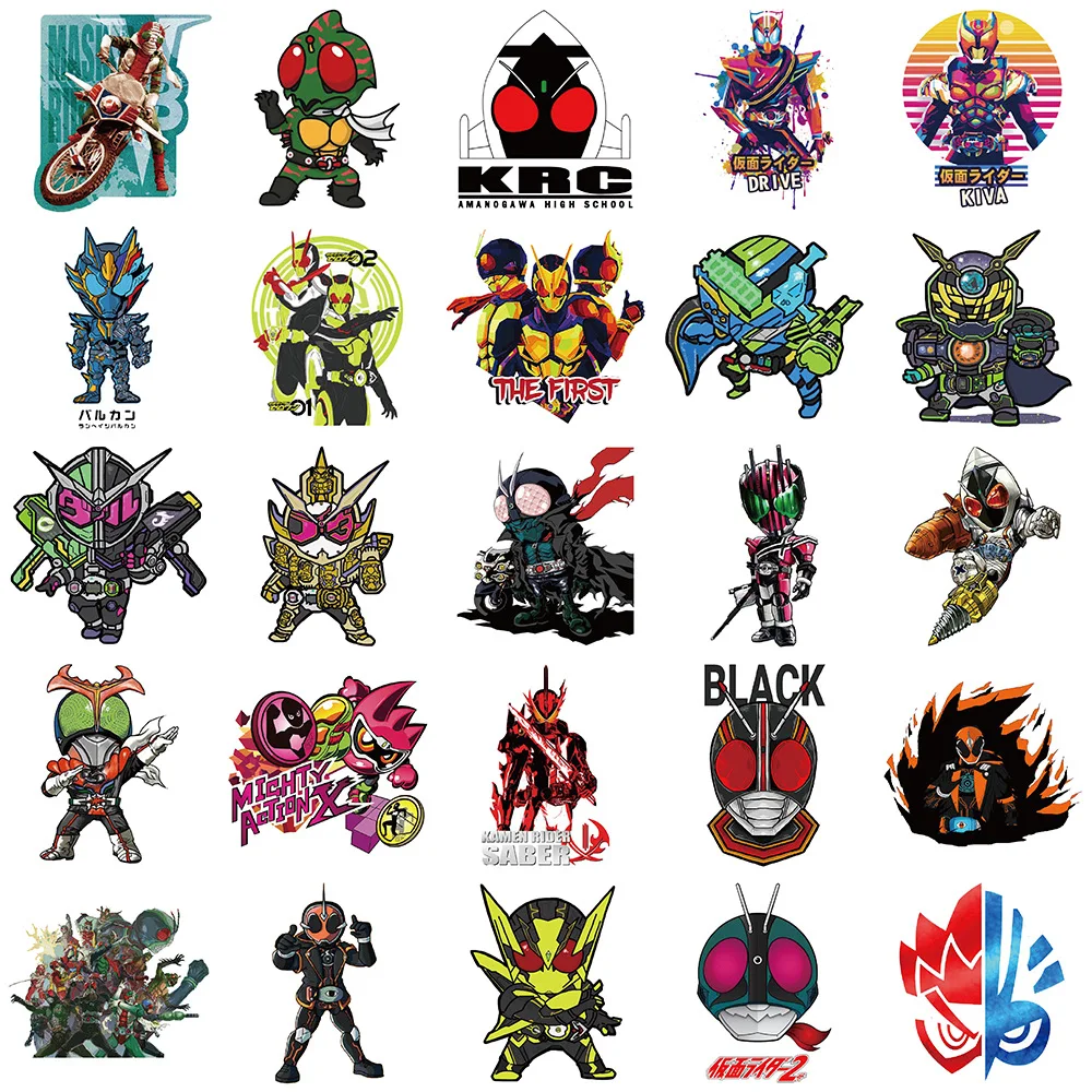 50pcs Kamen Rider Waterproof Notebooks Stickers Suitcase Guitar Skateboard Graffiti DIY Stickers Decoration