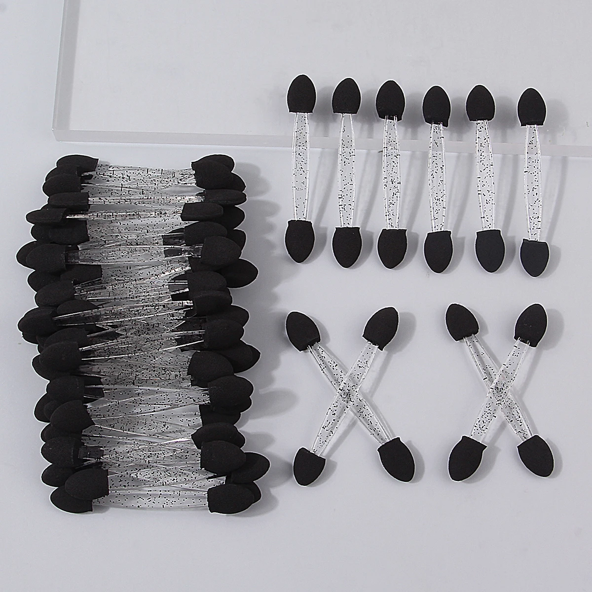 50PCS compact and portable double-headed soft sponge eyeshadow applicator, multi-functional beginner's makeup tool