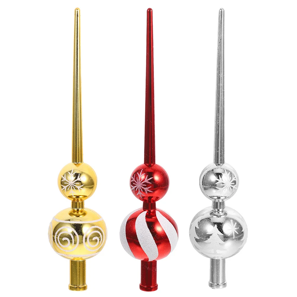 

3Pcs Festive Tree Toppers Holiday Christmas Decorations Elegant Gourd Shape Small Tree Finial Reusable Plastic Ornaments