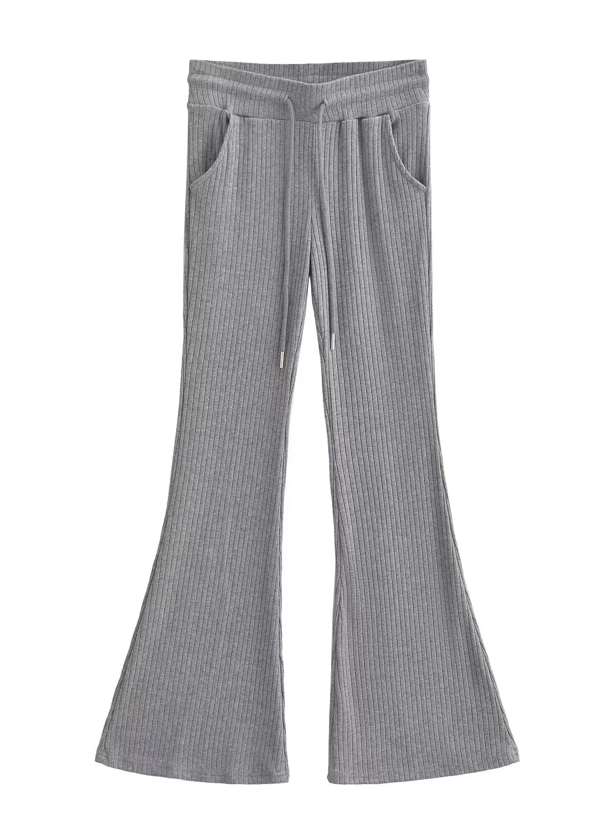 

2024 Autumn/winter New Spicy Girl Sexy High Waisted Drawstring Casual Pants Women Solid Color Slim Micro Flared Pants SCIH