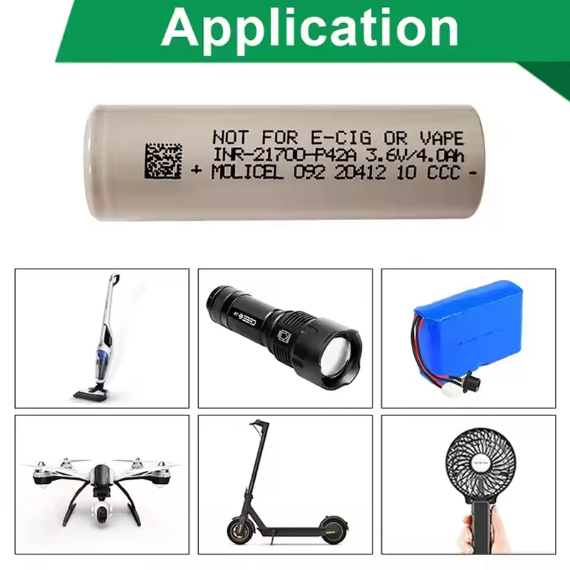 بطارية Molicel P42A 21700 الأصلية 4200mah MAX 45A 3.7V INR 21700 خلية بطاريات ليثيوم قابلة لإعادة الشحن ذات سعة عالية
