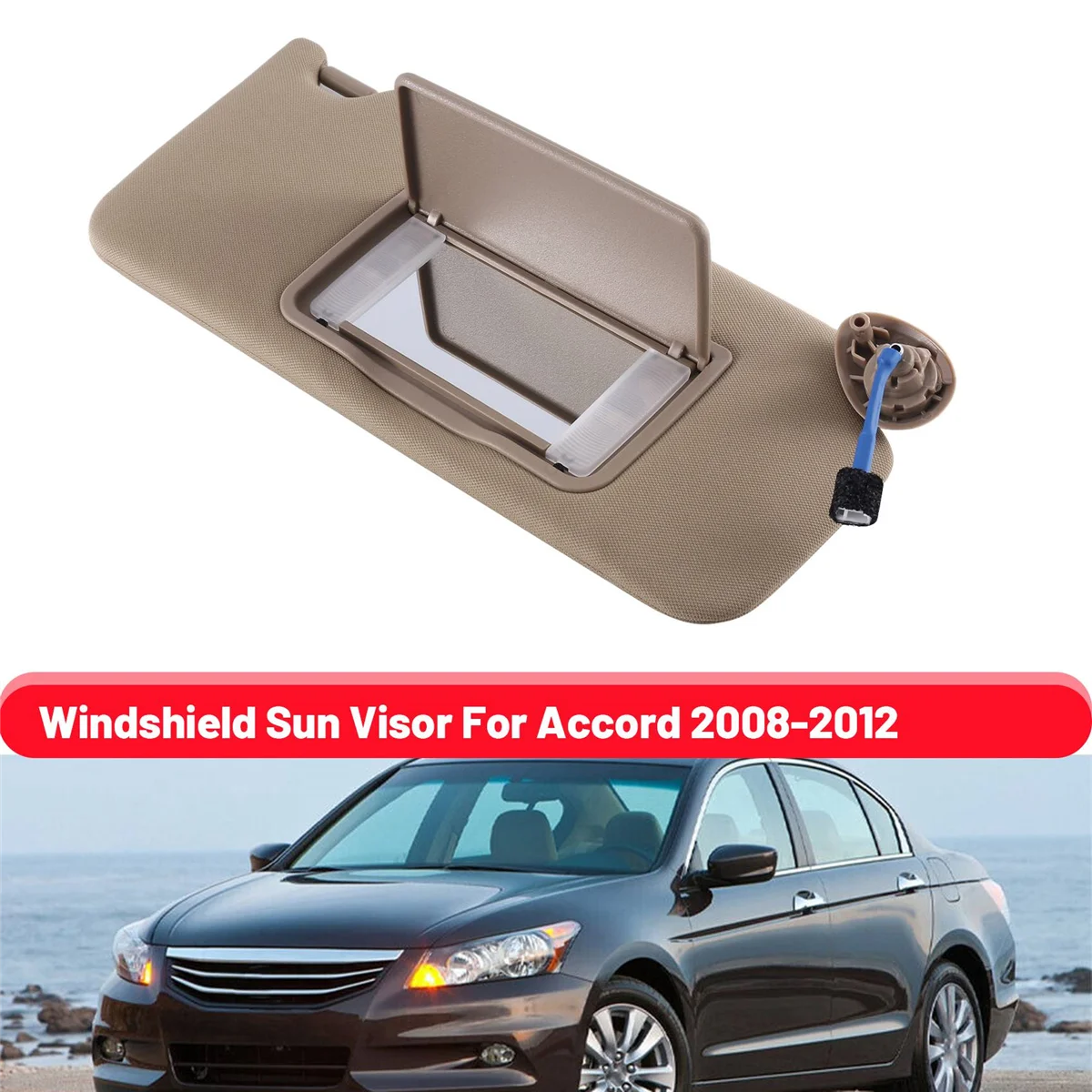 Car Right Passenger Side Sun Visor with Mirror Windshield Sun Visor for Honda Accord 2008-2012 83280-TA5-A51ZA