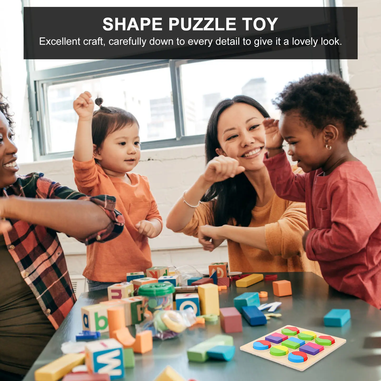 1 set di puzzle in legno con forme, puzzle educativi per l'apprendimento precoce, per neonati e bambini piccoli, stimolazione sensoriale, sviluppo del cervello