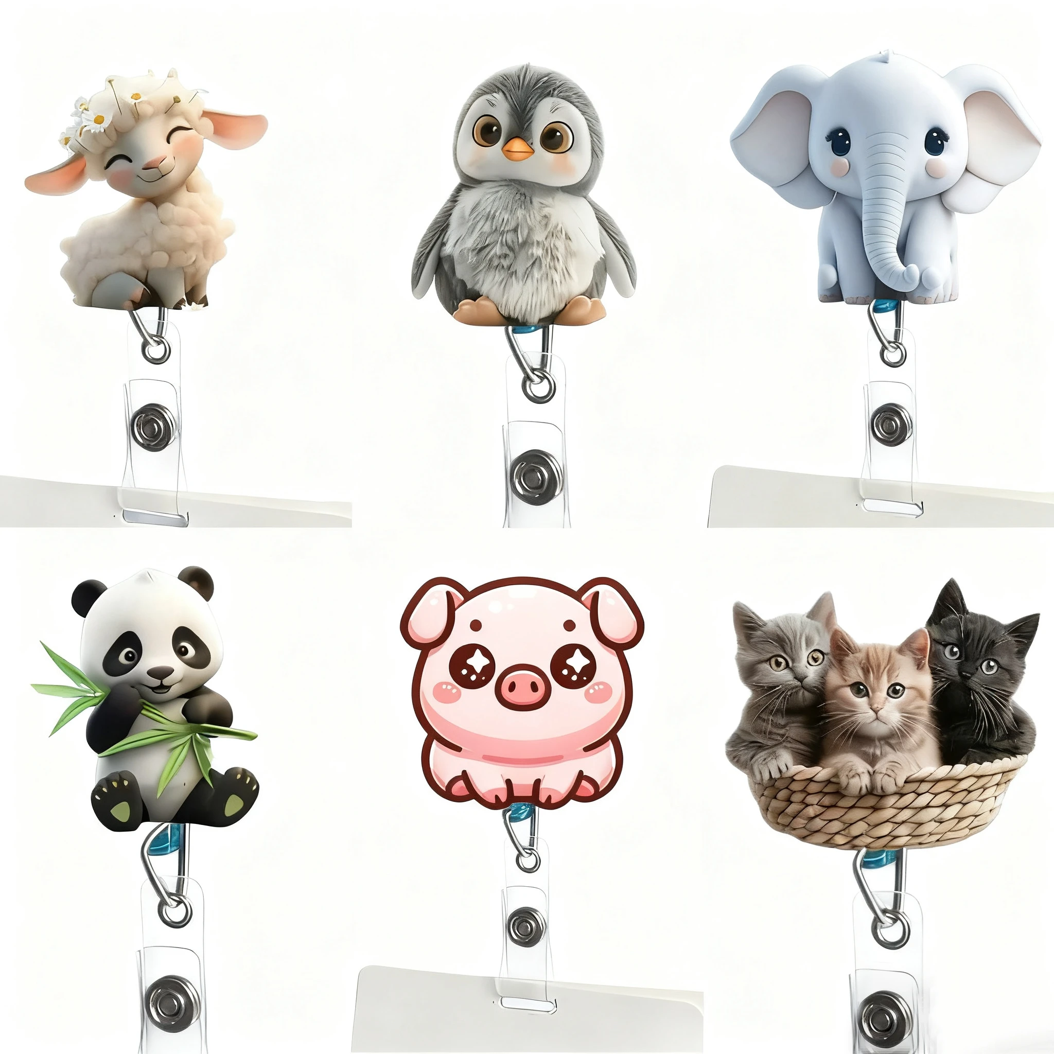 قطعة واحدة من بكرة شارة القط اللطيفة القابلة للسحب للممرضات - حامل معرف أكريليك متين، اللوازم المدرسية الاختيارية للممرضات/الطلاب #1