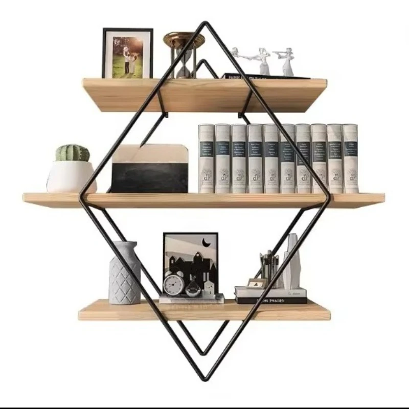 

Wall decorative rack creative grid wall hanging living room solid wood decorative rack