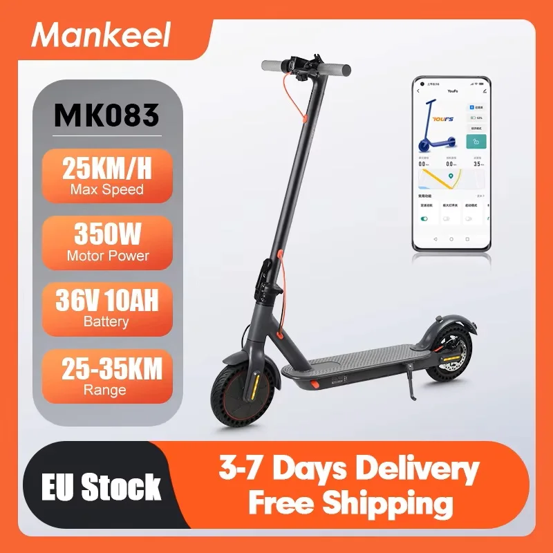 Mankeel 350W Electric Scooter Adult 36V 10.4Ah 30km/h Smart App Long Range 35km Lightweight Folding Commuter Electric Scooter