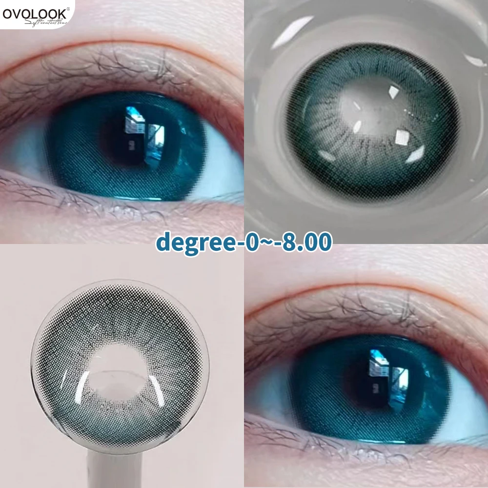 

OVOLOOK--2PCS/Pair Free Delivery Colored Contact Lenses Myopia Prescription Lens Natural Pupils Anime Eye Color Lenses Blue Lens