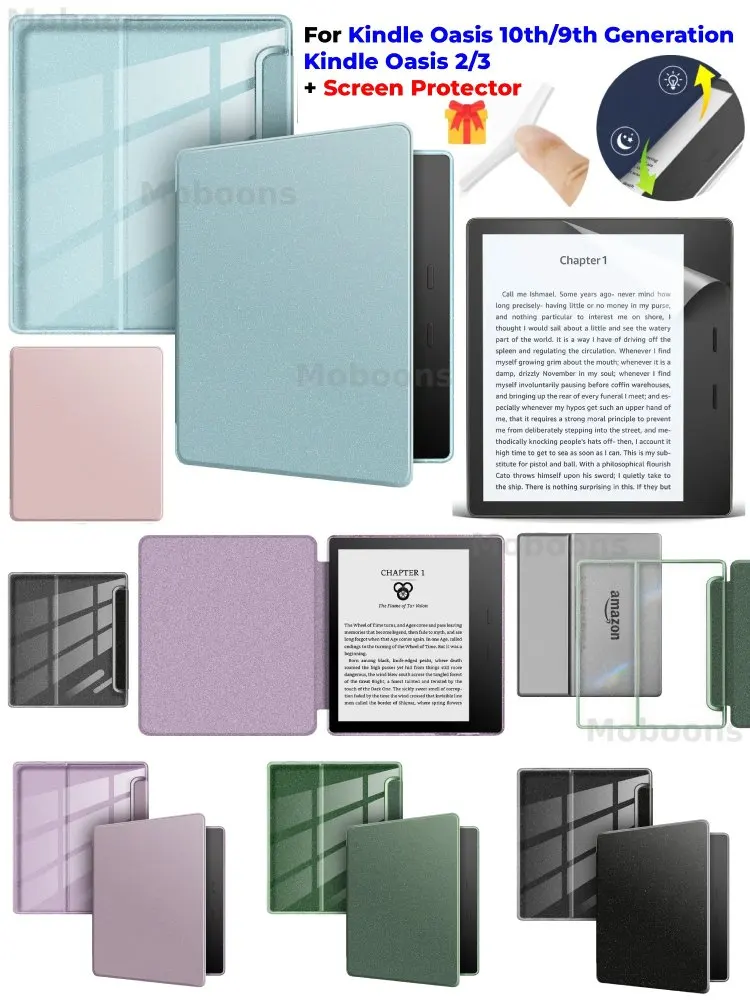 Etui z brokatem + folia ochronna na ekran z funkcją usypiania/budzenia, magnetyczna obudowa 7'' do Kindle Oasis 10. i 9. generacji, akrylowe etui do Kindle Oasis 2/3 — zdjęcie produktu 7