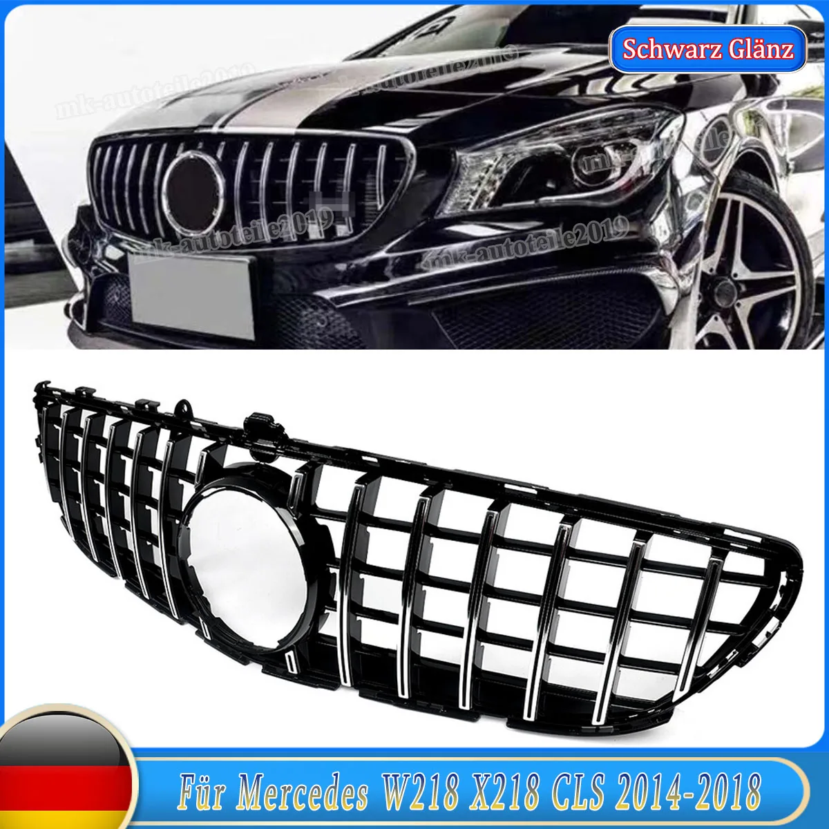 

Front Grill For Mercedes W218 CLS400 CLS500 CLS550 GT Style 2015 2016 2017 2018 front bumper grille Chrome Black gloss black