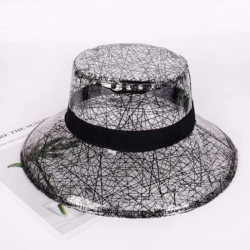 New Flat-top Big-brimmed Bucket Hat Street Shooting Star with The Same Paragraph Transparent PVC Wedding Capt Streetwear