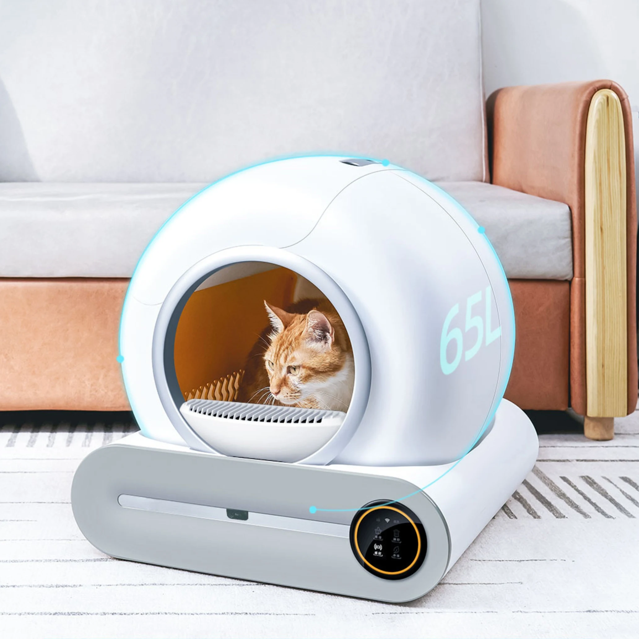 multi-functional new arrival fully enclosed pet furniture modern household smart automatic cat litter box