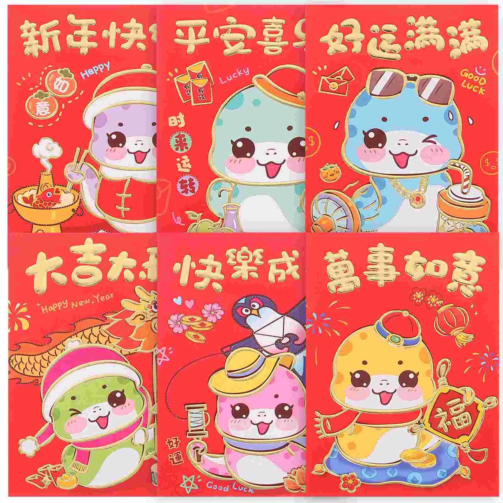 

36 Pcs Year of The Snake Red Envelope New Supply 2025 Packet Paper Envelopes Packets Purse Chinese Spring Festival Present