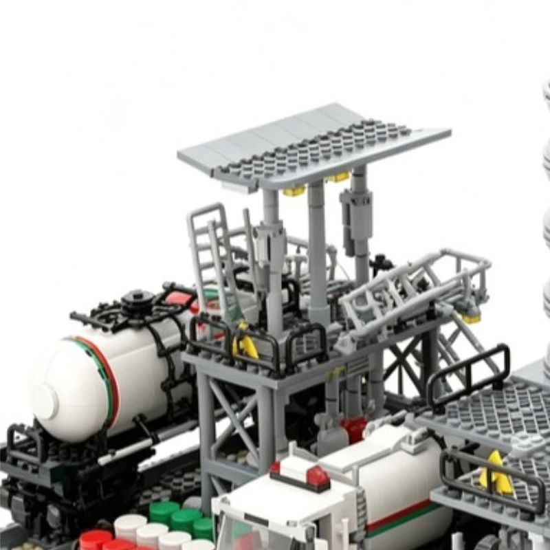 2224PCS Industrial Chemical Plant Model Custom Creative Building Blocks DIY Assembly Educational Toy Halloween Gift Collection