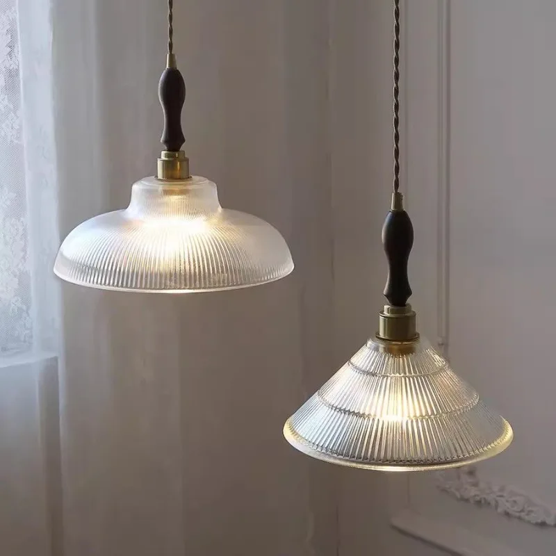 Minimalist Striped Glass Brass Pendant Light for Restaurant Bar Cafe Bedroom Lighting Lamp Ceiling Light Led Lamp