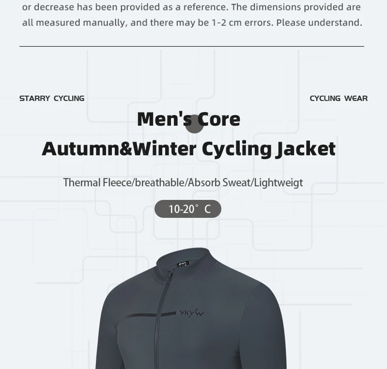 YKYWBIKE Herren-Winter-Radtrikot, warmes, dünnes, weiches Fleece-Radtrikot für Rennräder, atmungsaktive MTB-Fahrradbekleidung – Detail 5