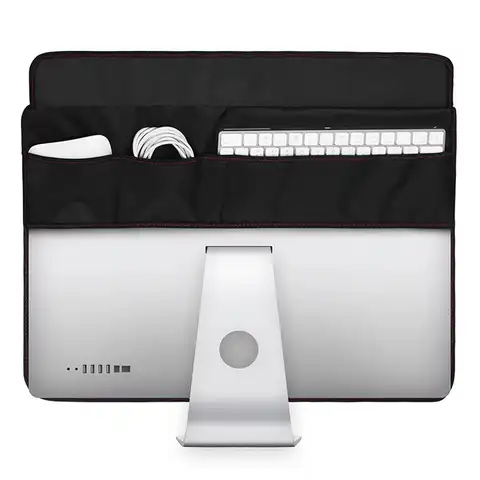 Dustproof Cover Waterproof PU Leather Protective with 3PCS Pockets for 21 inch 27 inch Apple iMac LCD Desktop Computer Screen