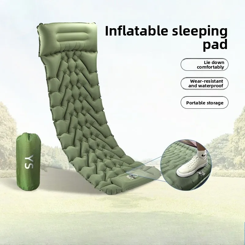 Hxl outdoor inflatable mattress - portable camping air mattress with easy push-to-inflate system