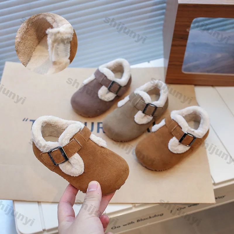 Kinder-Baumwollschuhe für den Winter, rutschfest, Freizeit, bequem, flach, warm, für Jungen und Mädchen, lässige Slipper, leichter Schuh mit weicher Sohle